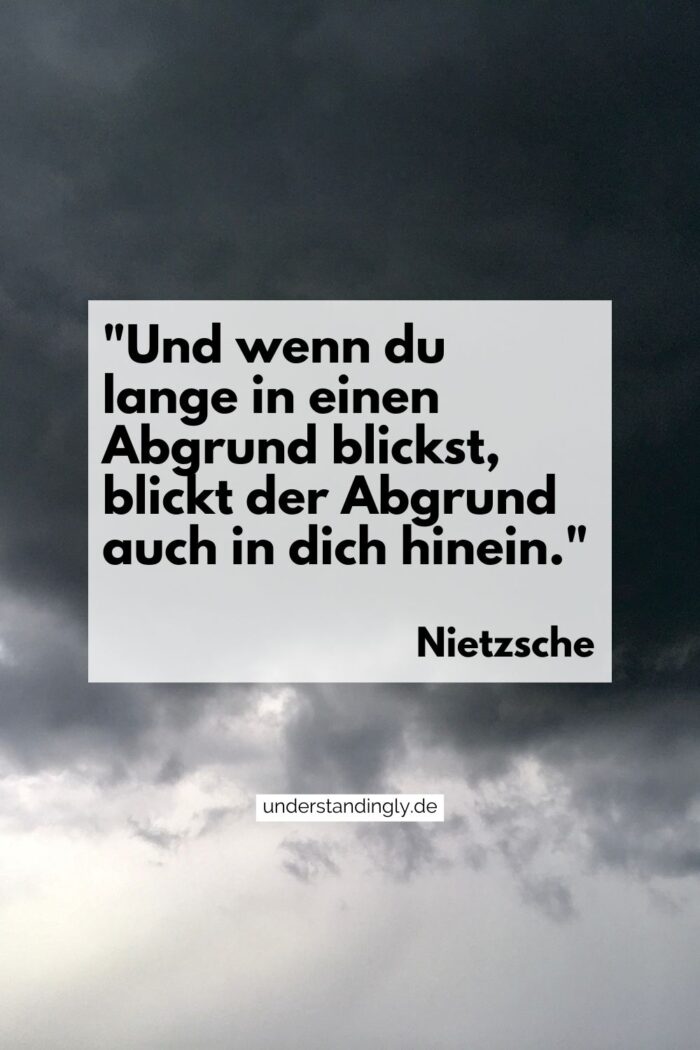 Zitat von Nietzsche (bereits im Fließtext zitiert) zum Thema innere Abgründe & Depressionen.