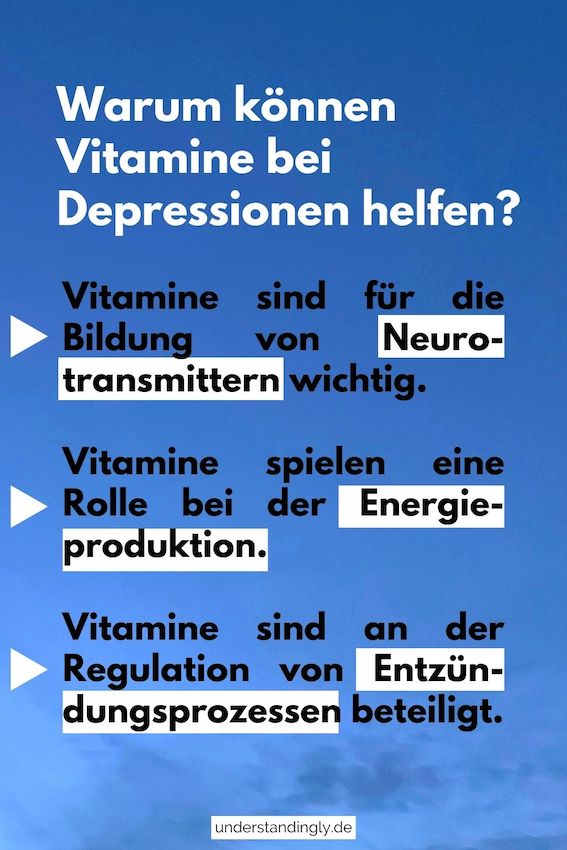 Grafik mit folgendem Text: Warum können Vitamine be Depressionen helfen? (Der Inhalt dieser Grafik wird gleich im Text genauer ausgeführt.)